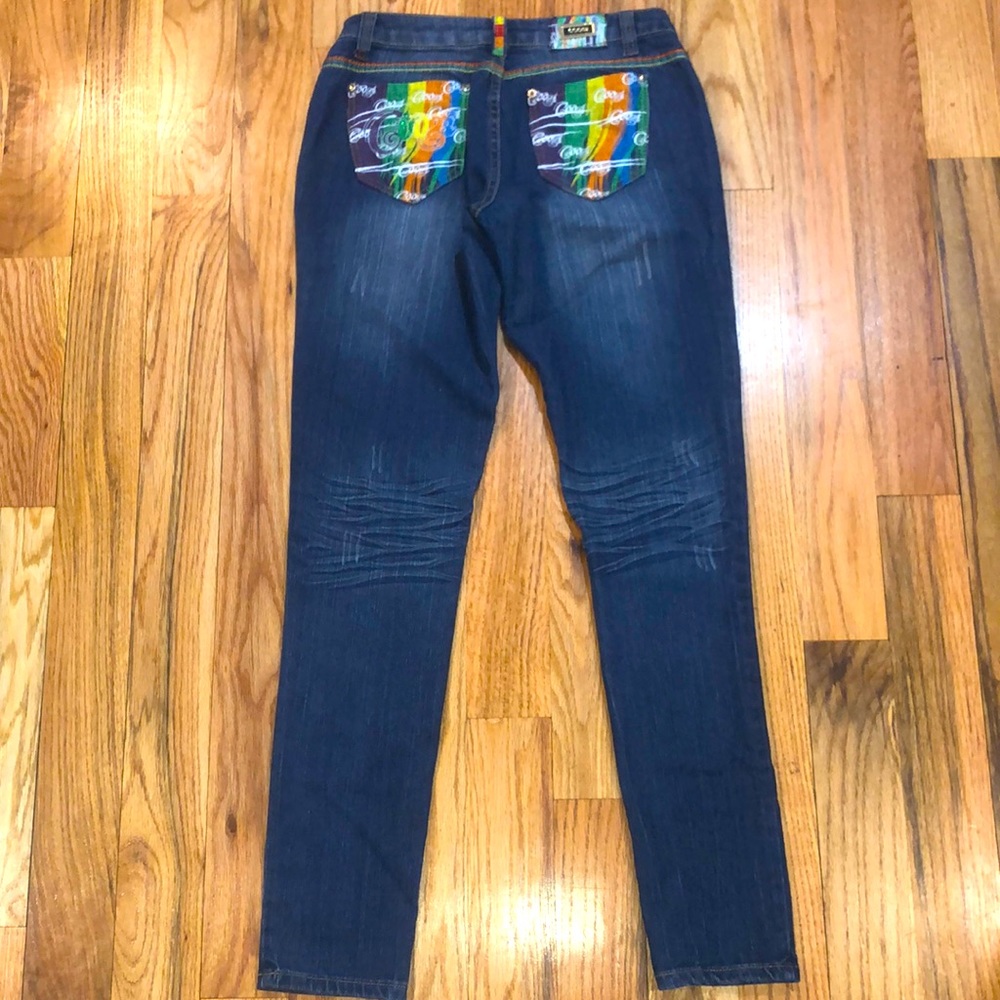 COOGI rainbow colored denim jeans 7/8